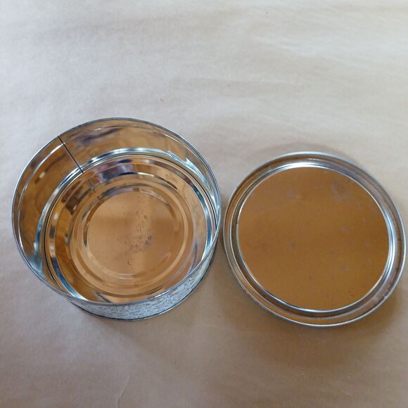 Vintage Container Tin Round Storage Box White & Gold Cottagecore Holiday - Picture 5 of 7